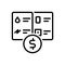Black line icon for Bill, account and document