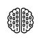 Black line icon for Binary Mind, processor and brain