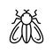 Black line icon for bird, honeybee and bee