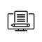 Black line icon for Blogging, monitor and artical