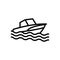 Black line icon for Boat, wave and ship