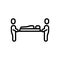 Black line icon for Bodies, corpse and stretcher