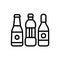 Black line icon for Bottles, container and water