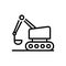 Black line icon for Bulldozer, excavator and road