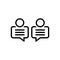 Black line icon for Business Dialog, conversation and team