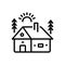Black line icon for Cabin, cottage and shack