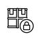 Black line icon for Cargo Protection, cargo and box