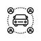 Black line icon for Carsharing, ride and pooling