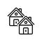 Black line icon for Casa, cottage and domicile