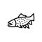 Black line icon for Char, fish and aquatic