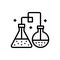 Black line icon for Chemicals, flask and laboratory