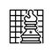 Black line icon for Chess, checkerboard and final