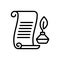 Black line icon for Chronicle, inkwell and antiquity