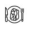 Black line icon for Chuck, roast and meat