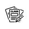 Black line icon for Claims, requirement, money and insurance