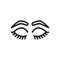 Black line icon for Closed Eyes With Lashes And Brows, glamour and closed