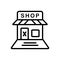 Black line icon for Closed shop, retail and store