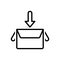 Black line icon for Collect, box and gather