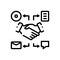 Black line icon for Comarketing, business and handshake