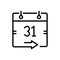 Black line icon for Come, date and arrive