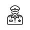 Black line icon for Commander, people and officer