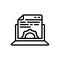 Black line icon for Content Management, gratified and willing