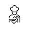 Black line icon for Cook, chef and food