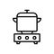 Black line icon for Cooked, hearthstone and cooker