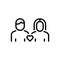 Black line icon for Couple, duet and relationship