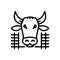 Black line icon for Cow In Shed, farmyard and cattle