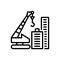 Black line icon for Crane Building, construction and tower