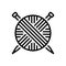 Black line icon for Crochet Yarn, ball and basket