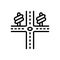 Black line icon for Crossroad, journey and highway