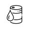 Black line icon for Crude, drum, drop and oil