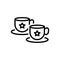 Black line icon for Cups, tea and mug