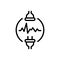 Black line icon for Current, electric and cable