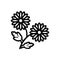 Black line icon for Daisy, flower and beautiful