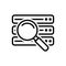 Black line icon for Data find, database and search