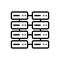 Black line icon for Database Interconnected, database and document