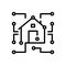 Black line icon for Datawarehouse, data and dimensional