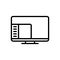Black line icon for Desktop System, desktop and electronic
