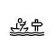 Black line icon for Direction, flank and boatman