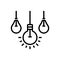 Black line icon for Distinct, bulb and light