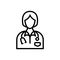 Black line icon for Doctor, physician and female