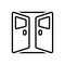 Black line icon for Door, open and entrance
