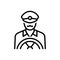 Black line icon for Driver, chauffeur and motorist