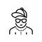 Black line icon for Dude, bearded and hipster