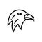 Black line icon for Eagle, animal and face
