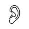 Black line icon for Ear, audible and anatomy