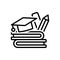 Black line icon for Education, graduation and book